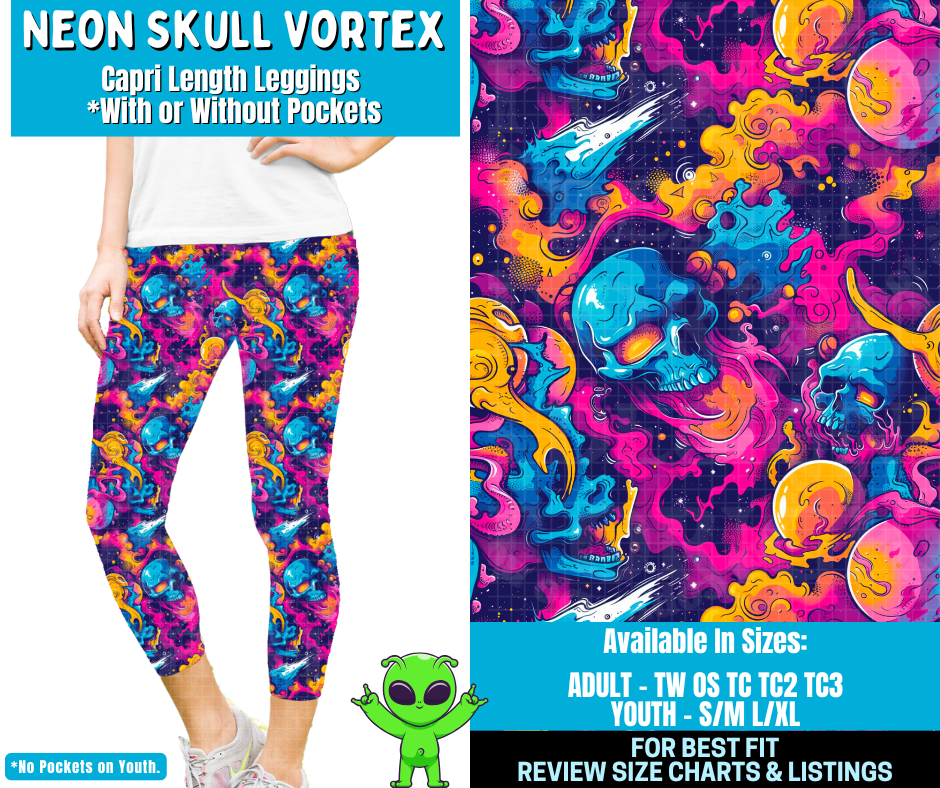 Preorder! Closes 2/11. ETA May. Neon Skull Vortex Combo Legging Lengths