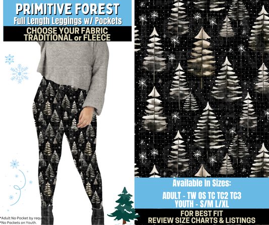 Preorder! Closes 8/28. ETA Nov. Primitive Forest Leggings Choose Fleece or Traditional