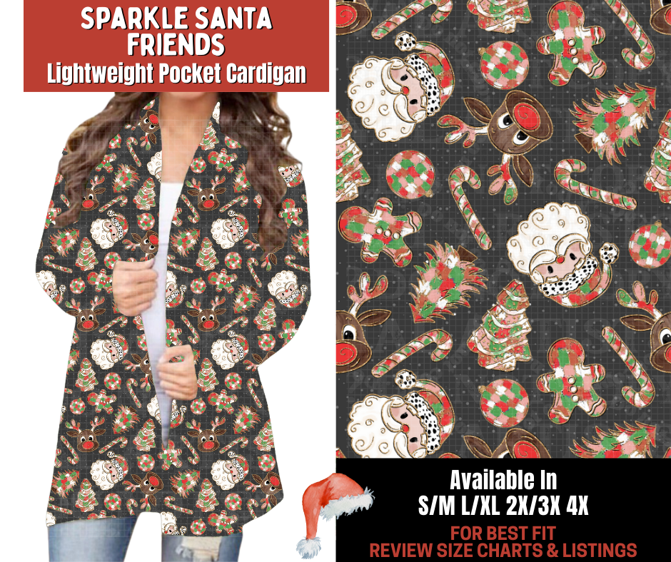 Preorder! Closes 9/24. ETA Dec. Sparkle Santa Friends Pocket Cardigan