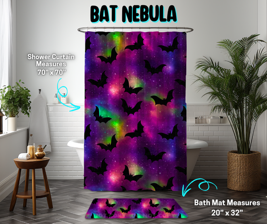 Preorder! Closes 3/26. ETA June. Bat Nebula Custom Shower Curtain and/or Bath Mat