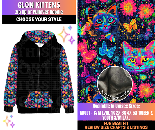 Preorder! Closes 12/10. ETA March. Glow Kittens Zip-Up or Pullover Hoodie