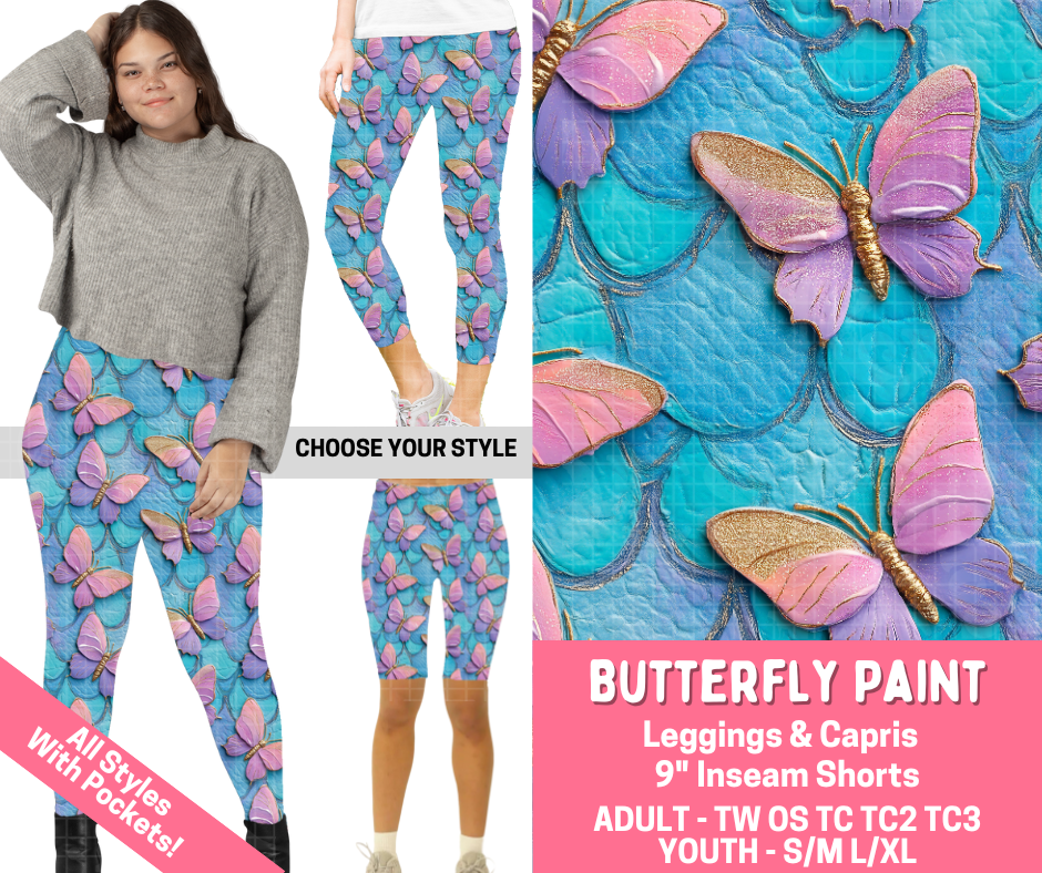 Preorder! Closes 2/16. ETA May. Butterfly Paint Combo Legging Lengths