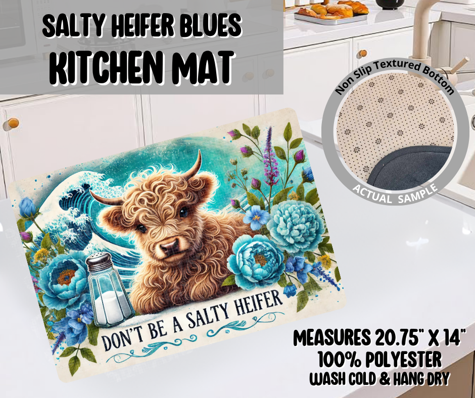 Preorder! Closes 11/26. ETA Feb. Salty Heifer Blues Kitchen Mat