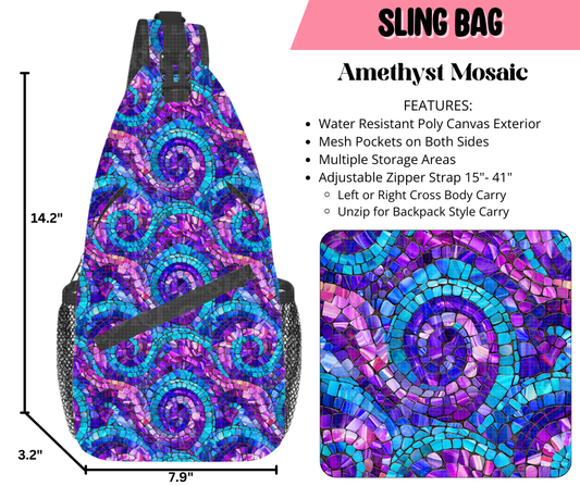 Preorder! Closes 9/17. ETA Dec. Amethyst Mosaic Sling Bag