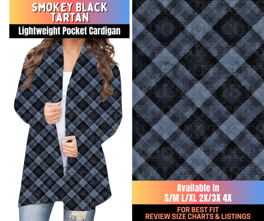 Preorder! Closes 10/15. ETA Jan. Smokey Black Tartan Pocket Cardigan