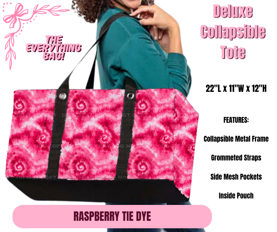 Preorder! Closes 11/27. ETA Feb. Raspberry Tie Dye Collapsible Tote