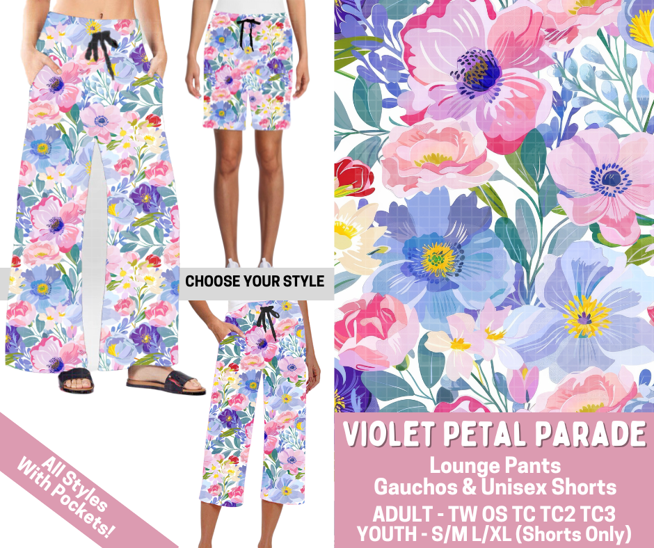 Preorder! Closes 2/23. ETA May. Violet Petal Parade Combo Lounge Lengths