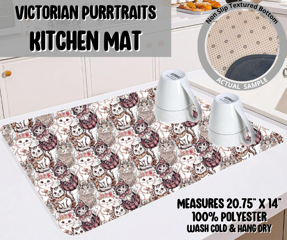 Preorder! Closes 11/26. ETA Feb. Victorian Purrtraits Kitchen Mat