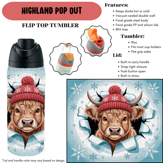 Preorder! Closes 9/18. ETA Dec. Highland Pop Out Flip Top Tumbler