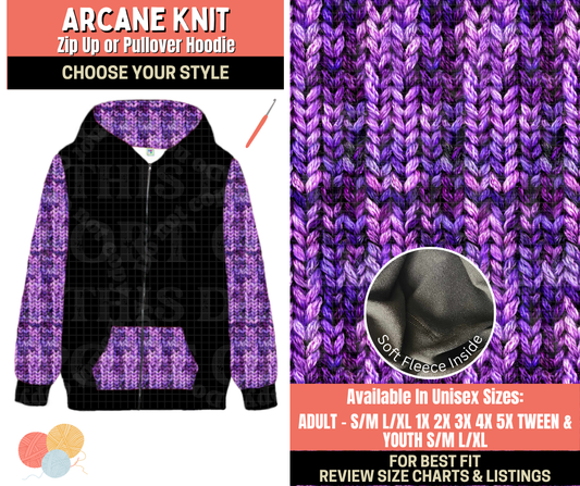 Preorder! Closes 10/1. ETA Dec. Arcane Knit Zip-Up or Pullover Hoodie