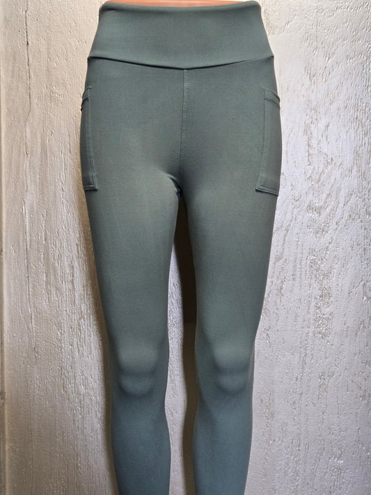 Sage Green capris and leggings with pockets