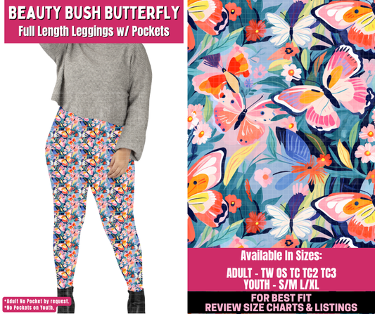 Preorder! Closes 12/31. ETA March. Beauty Bush Butterfly Full Length Full Length Leggings w/wo Pockets