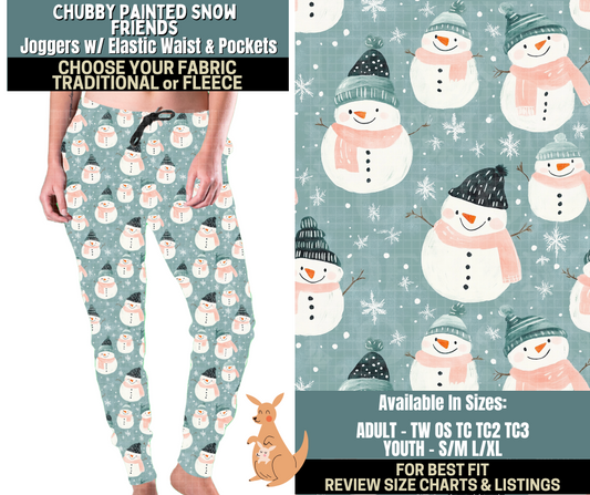 Preorder! Closes 10/2. ETA Dec. Chubby Painted Snow Friends Joggers Choose Fleece or Traditional