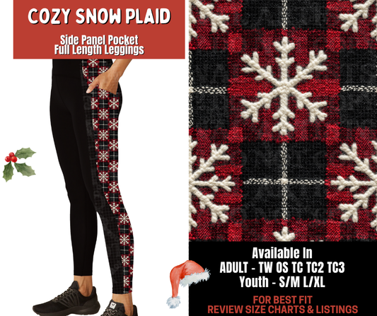 Preorder! Closes 9/24. ETA Dec. Cozy Snow Plaid Side Panel Pocket Full Length Leggings