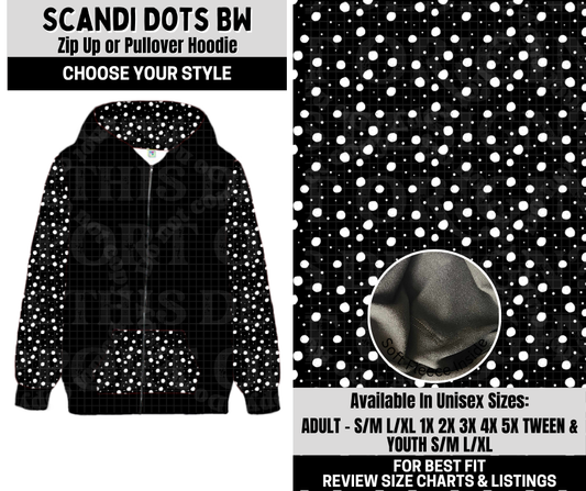 Preorder! Closes 10/6. ETA Dec. Scandi Dots BW Zip-Up or Pullover Hoodie