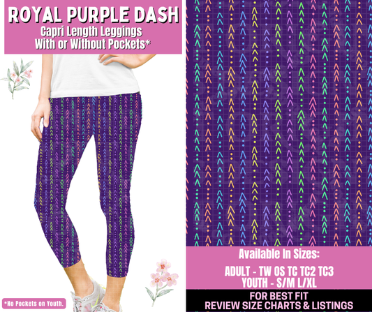 Preorder! Closes 1/12. ETA March. Royal Purple Dash Capri Length Leggings w/wo Pockets