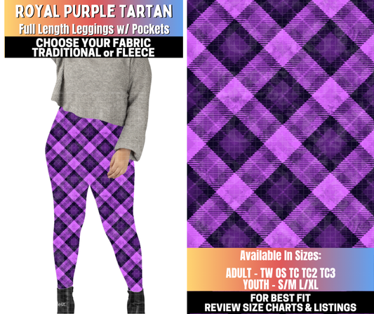 Preorder! Closes 10/15. ETA Jan. Royal Purple Tartan Leggings Choose Fleece or Traditional