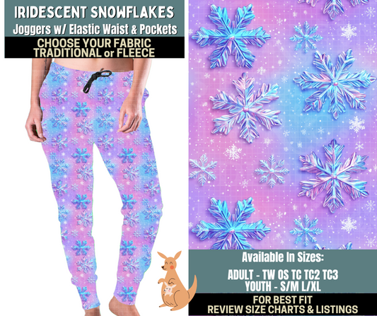 Preorder! Closes 10/2. ETA Dec. Iridescent Snowflake Joggers Choose Fleece or Traditional