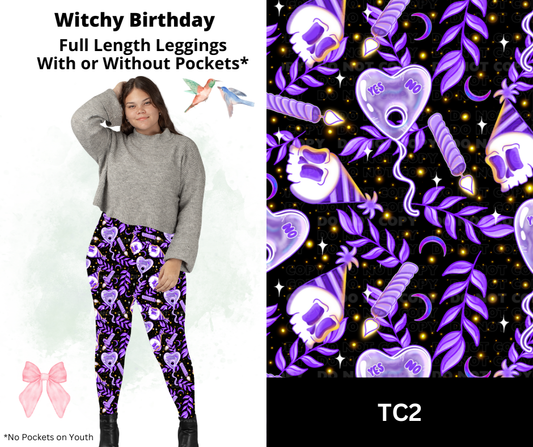 Witchy Birthday Full Length Leggings w/ Pockets