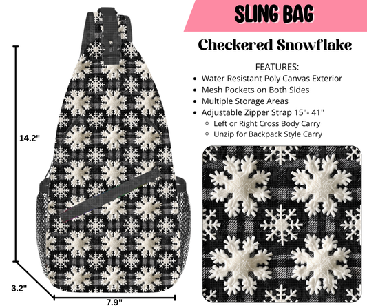 Preorder! Closes 9/17. ETA Dec. Checkered Snowflake Sling Bag