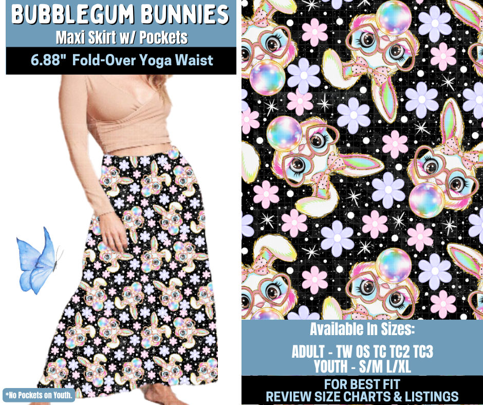Preorder! Closes 1/15. ETA April. Bubblegum Bunnies Maxi Skirt