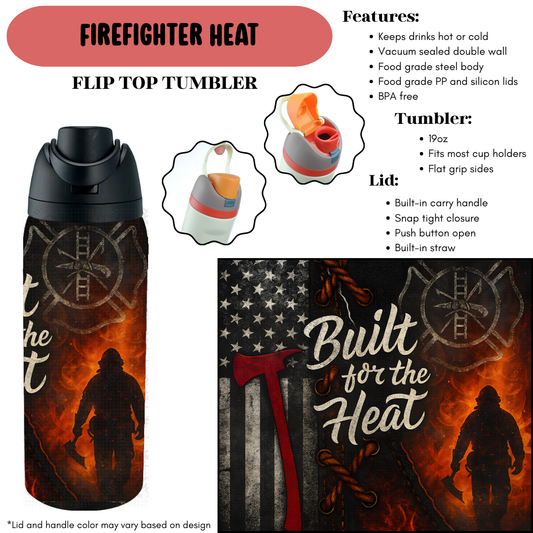 Preorder! Closes 9/18. ETA Dec. Firefighter Heat Flip Top Tumbler