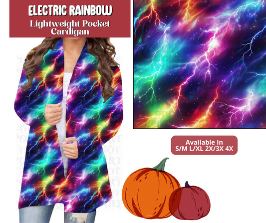 Preorder! Closes 6/30. ETA Sept. Electric Rainbow Pocket Cardigan