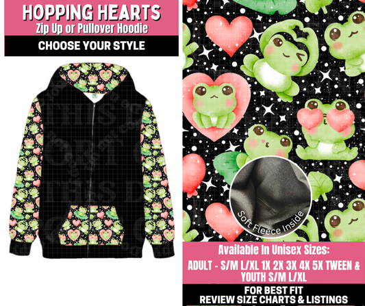 Preorder! Closes 11/19. ETA Jan. Hopping Hearts Zip-Up or Pullover Hoodie