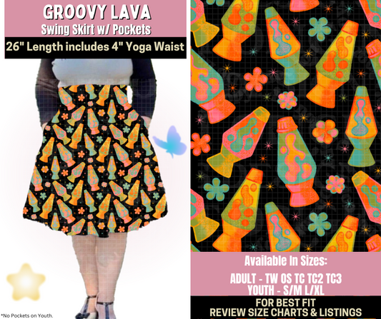 Preorder! Closes 9/25. ETA Dec. Groovy Lava Swing Skirt