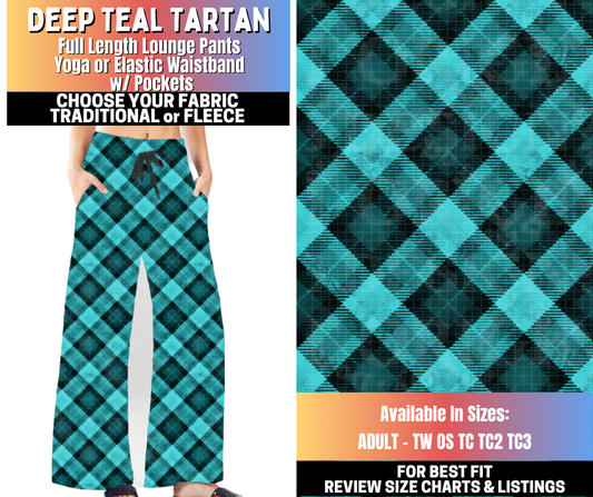 Preorder! Closes 10/15. ETA Jan. Deep Teal Tartan Lounge Pants Choose Fleece or Traditional