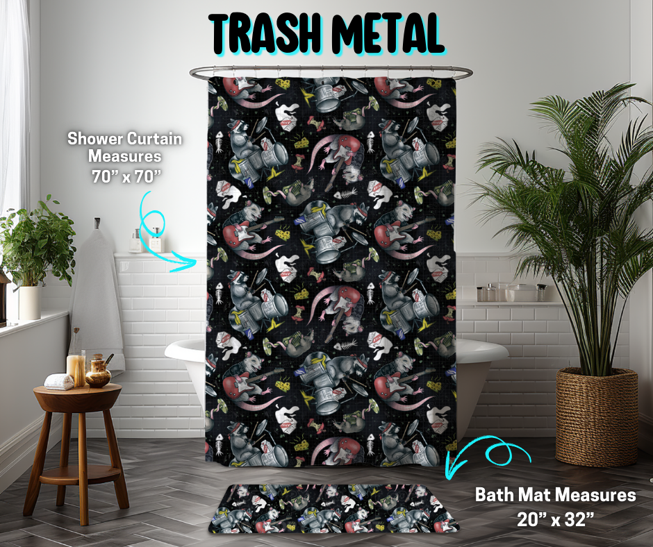 Preorder! Closes 3/26. ETA June. Trash Metal Custom Shower Curtain and/or Bath Mat