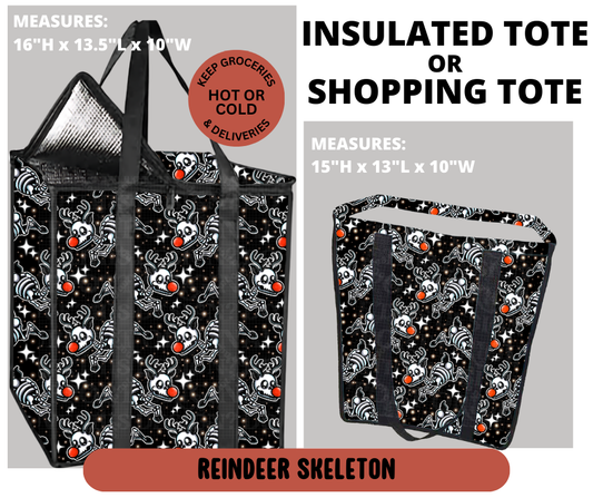 Preorder! Closes 9/11. ETA Dec. Reindeer Skeleton Shopping & Insulated Tote