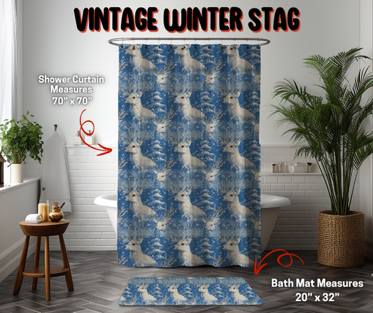 Preorder! Closes 9/8. ETA Dec. Vintage Winter Stag Custom Shower Curtain and/or Bath Mat