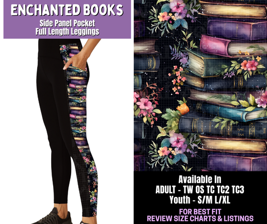 Preorder! Closes 12/18. ETA March. Enchanted Books Side Panel Pocket Full Length Leggings