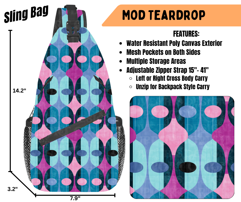 Preorder! Closes 6/22. ETA Sept. Mod Teardrop Sling Bag