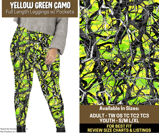 Preorder! Closes 9/12. ETA Dec. Yellow Green Camo Full Length Leggings w/wo Pockets