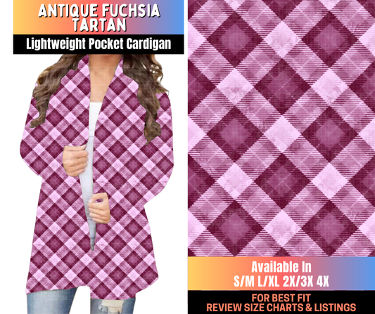 Preorder! Closes 10/15. ETA Jan. Antique Fuchsia Tartan Pocket Cardigan