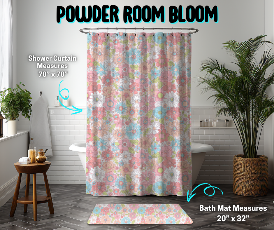 Preorder! Closes 3/26. ETA June. Powder Room Bloom Custom Shower Curtain and/or Bath Mat
