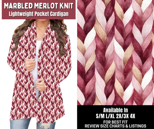 Preorder! Closes 7/23. ETA Oct. Marbled Merlot Knit Pocket Cardigan