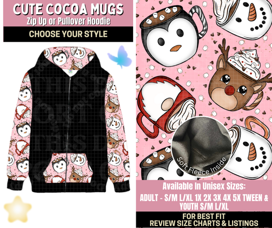 Preorder! Closes 9/25. ETA Dec. Cute Cocoa Mugs Zip-Up or Pullover Hoodie