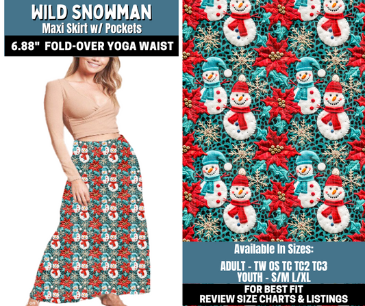 Preorder! Closes 10/13. ETA Jan. Wild Snowman Maxi Skirt
