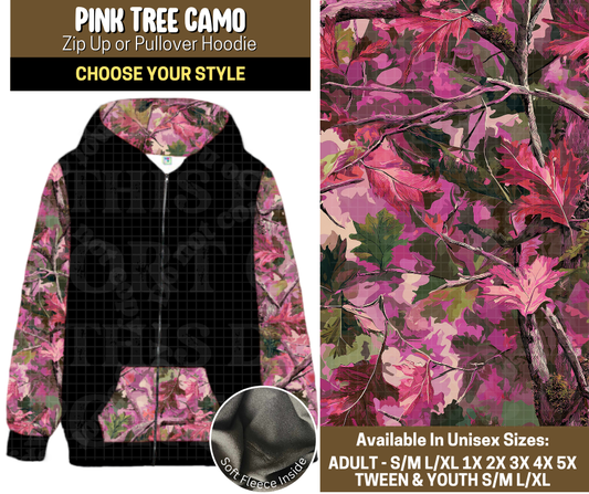 Preorder! Closes 9/12. ETA Dec. Pink Tree Camo Zip-Up or Pullover Hoodie