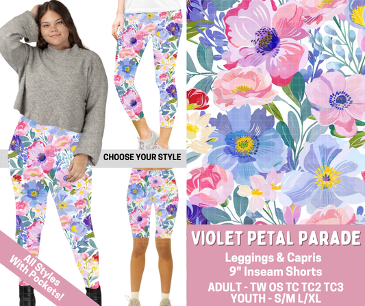 Preorder! Closes 2/23. ETA May. Violet Petal Parade Combo Legging Lengths