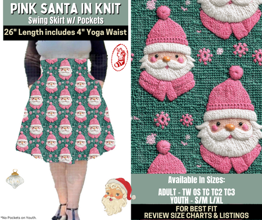 Preorder! Closes 9/15. ETA Dec. Pink Santa In Knit Swing Skirt