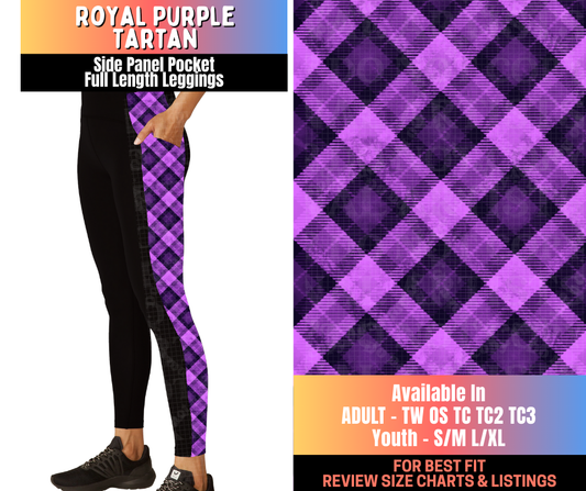 Preorder! Closes 10/15. ETA Jan. Royal Purple Tartan Side Panel Pocket Full Length Leggings