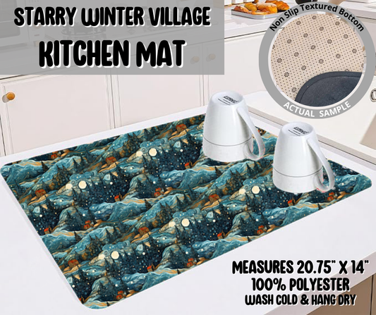 Preorder! Closes 9/10. ETA Dec. Starry Winter Village Kitchen Mat