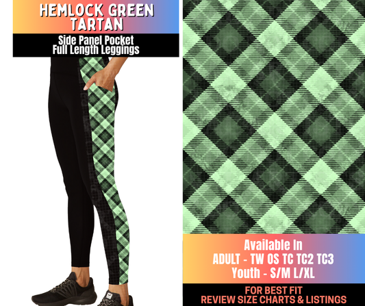 Preorder! Closes 10/15. ETA Jan. Hemlock Green Tartan Side Panel Pocket Full Length Leggings