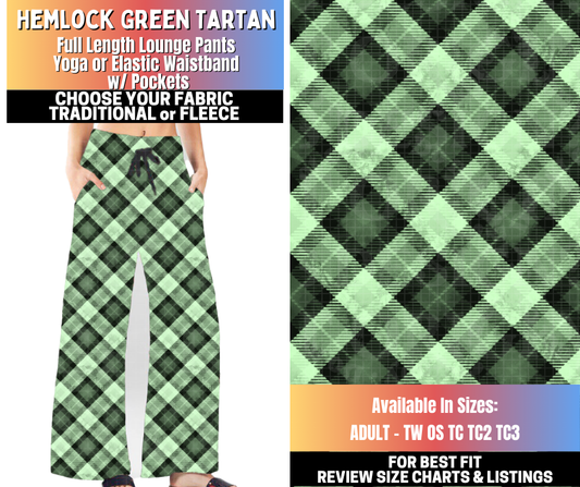 Preorder! Closes 10/15. ETA Jan. Hemlock Green Tartan Lounge Pants Choose Fleece or Traditional
