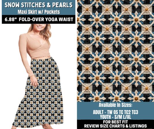 Preorder! Closes 10/13. ETA Jan. Snow Stitches & Pearls Maxi Skirt
