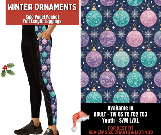 Preorder! Closes 9/24. ETA Dec. Winter Ornaments Side Panel Pocket Full Length Leggings